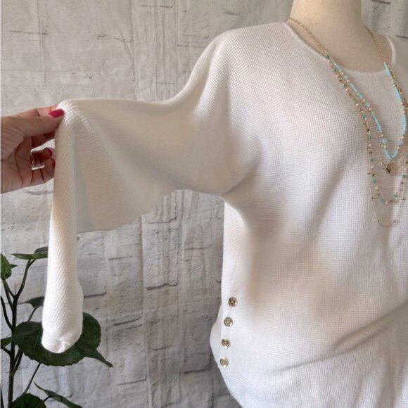 Michael Kors White Long Sleeve Batwing Knit Tunic, in Women’s Size XL - Picture 11 of 14